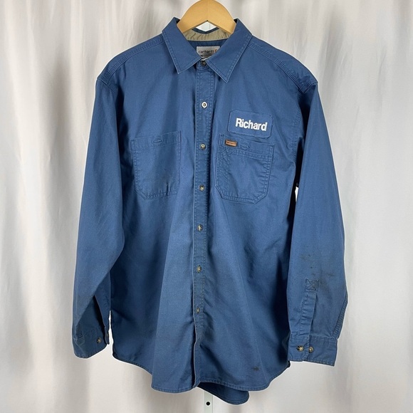 Carhartt Large Tradesman Workshirt Button Up 384-19 Richard Embroidered Workwear - Picture 1 of 13